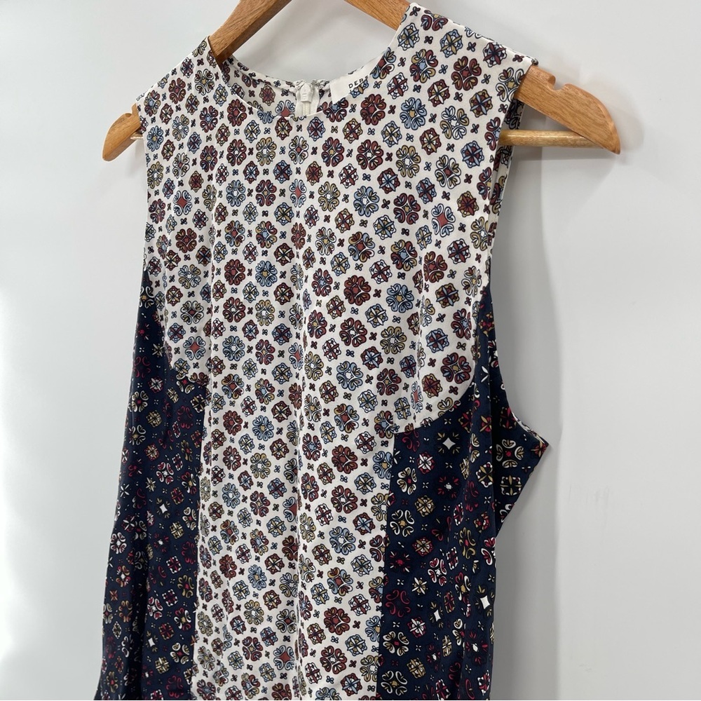 Derek Lam 10 Crosby Silk Mixed Media Floral Geometric Sleeveless Blouse Size 10 - Picture 7 of 10